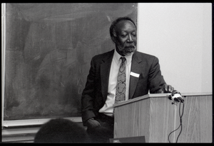 John A. Williams at the lectern