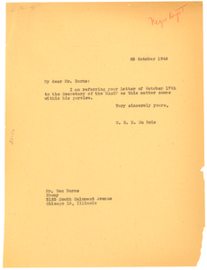 Letter from W. E. B. Du Bois to Ben Burns