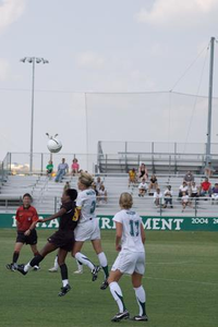 Dani Slavonic jumping for the soccer ball