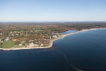 An October 2017 aerial view of a portion of the New Hampshire coastline, the shortest (18 miles) of any state, at Rye Beach, below Portsmouth