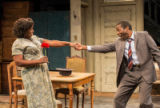 Dorcas Sowunmi and Chiké Johnson in a scene from the play A raisin in the sun