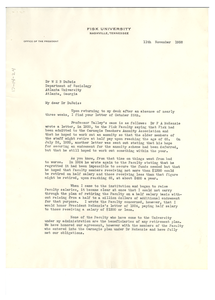 Letter from Fisk University to W. E. B. Du Bois