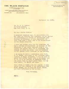 Letter from Roscoe Dungee to W. E. B. Du Bois