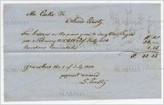 Receipt for payment from John Cocke to Davis Ernst, Greensboro, Alabama, July 1, 1850