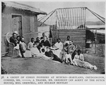 A group of Congo pioneers at Musuko - Hartland, Crudgington, Comber, Mr.---, a trader, Mr. Greshoff [an agent of the Dutch house], Mrs. Grenfell, and Holman Bentley