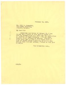 Letter from W. E. B. Du Bois to Will W. Alexander