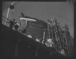 Production. Launching of the SS Booker T. Washington. First Liberty Ship named for a Negro, the SS Booker T. Washington is shown at the California Shipbuilding Corporation's yards a short time before it was christened by Marian Anderson, the celebrated contralto. The cargo vessel was placed in command of Captain Hugh Mulzac, a Negro skipper.