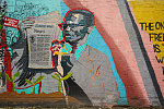 Malcolm X, Old Broadway at W. 125th St., Harlem, 2019. Detail of The Yuri and Malcolm mural