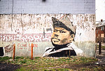 Marcus Garvey, MLK Jr. mural at AAA Party Store by Bennie White, 1993. E. Warren Ave. at Lenox St., Detroit, 2009