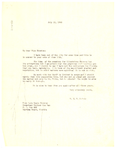 Letter from W. E. B. Du Bois to Zora Neale Hurston