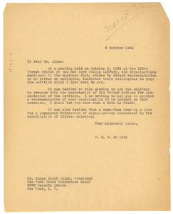 Letter from W. E. B. Du Bois to NAACP New York State Conference