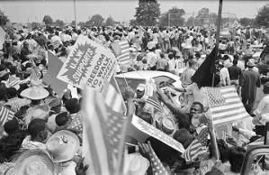 Marchers in Jackson, Mississippi, near the end of the March Against Fear begun by James Meredith.