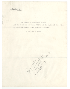 The charter of the United Nations and its provisions for human rights and the rights of minorities and decisions already taken under this charter