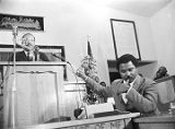 Martin Luther King, Jr., speaking to an audience at Maggie Street Baptist Church in Montgomery, Alabama.