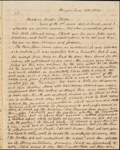 Thumbnail for Letter from Asa Walker, Bangor, [Maine], to Amos Augustus Phelps, 1846 June 19th