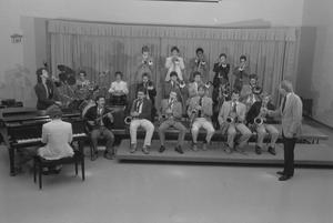 Posed Portrait of One O'Clock Lab Band in Kenton Hall