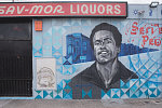 Huey P. Newton, Serve the people, Sav-Mor Liquors, 1333 Peralta St., Oakland, 2019