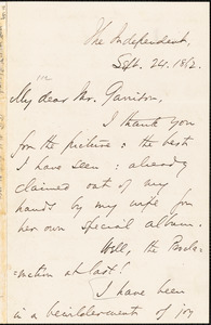 Thumbnail for Letter from Theodore Tilton, [New York, New York], to William Lloyd Garrison, 1862 Sept[ember] 24