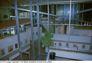 Photograph of the view from the main staircase of the exhibit hall