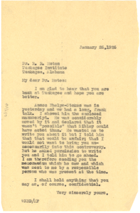 Letter from W. E. B. Du Bois to R. R. Moton