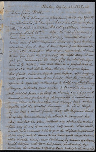 Letter from Samuel May, Boston, to Richard Davis Webb, April 13, 1858