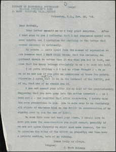 Thumbnail for Baldwin, James Mark, 1861-1934 typed letter (copy) to J.Mc. K. Cattell, Princeton, N.J., 28 November 1903