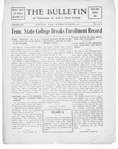 The Bulletin of Tennessee A. &. I. State College, October-November, 1927