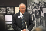 Laurence Hammond speaks at a 50th anniversary of Brown vs. Board of Education Conference, April 8, 2004