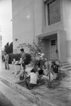 John Adams Jr. High School students planting a tree, Los Angeles, 1982