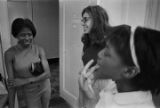 Barbara Howard Flowers, Gail Falk, and Rubye Howard at the Southern Courier office in the Frank Leu Building in Montgomery, Alabama.