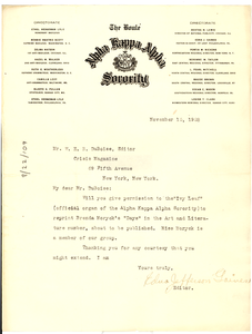 Letter from Alpha Kappa Alpha Sorority to W. E. B. Du Bois