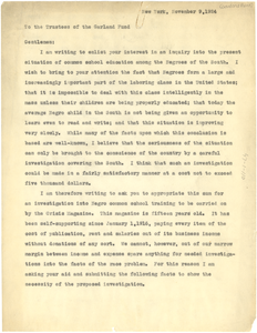 Letter from W. E. B. Du Bois to American Fund for Public Service