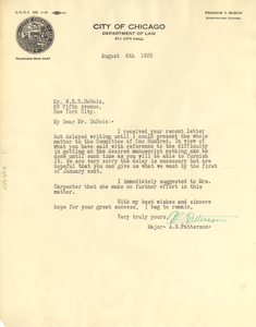 Letter from A. E. Patterson to W. E. B. Du Bois