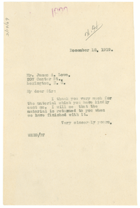 Letter from W. E. B. Du Bois to James A. Lowe