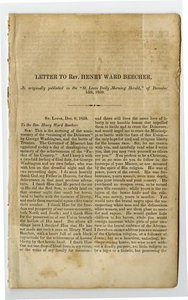 A letter to the Rev. Henry Ward Beecher : and an address to the legislature of the state of Missouri