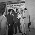 John Lewis, Julian Bond, and others outside the International Longshoreman's Association Hall in Mobile, Alabama, before an event commemorating the 111th anniversary of the Emancipation Proclamation.