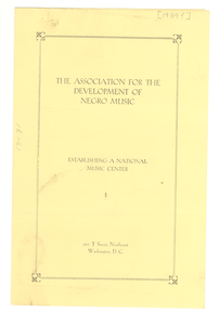 Pamphlet for the Association for the Developement of Negro Music