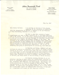 Letter from Fisk University to W. E. B. Du Bois