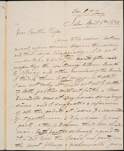 Letter from Charles Turner Torrey, Salem, [Mass.], to Amos Augustus Phelps, 1839 April 6th