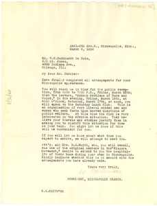 Letter from William M. Smith to W. E. B. Du Bois