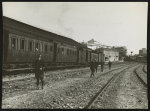 [Officers controlling station and refugee train, near French-Spanish border, Cerbére? ]