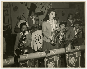 Rosalind (Roz) Cron, "Sweethearts" member (standing)]. [black-and-white photoprint