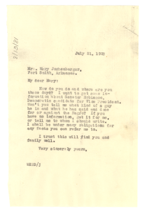 Letter from W. E. B. Du Bois to Mary Josenberger