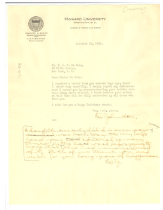 Letter from Howard University to W. E. B. Du Bois