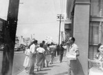 Picket line in front of bank