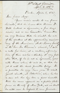 Letter from William Lloyd Garrison, Boston, [Mass.], to Samuel Joseph May, April 6, 1863