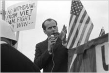 Alabama Grand Dragon James Spears speaking at a Ku Klux Klan rally in Montgomery, Alabama, from the back of a pickup truck.