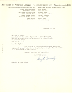 Thumbnail for Letter from Association of American Colleges to Hugh H. Smythe