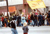 Bakke Decision Protest depicting people marching and holding protest signs in Seattle, Washington, 1977