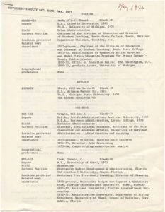 Supplement- Faculty Data Bank, May 1975